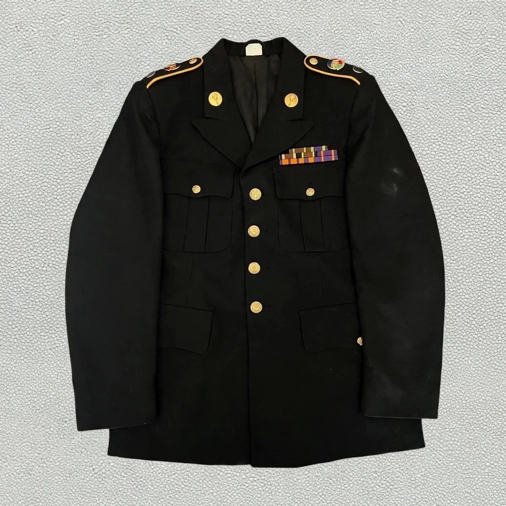 US Army ASU Dress Blue Coat 38R Classic UC Davis ROTC Crest Ribbons Blue 450